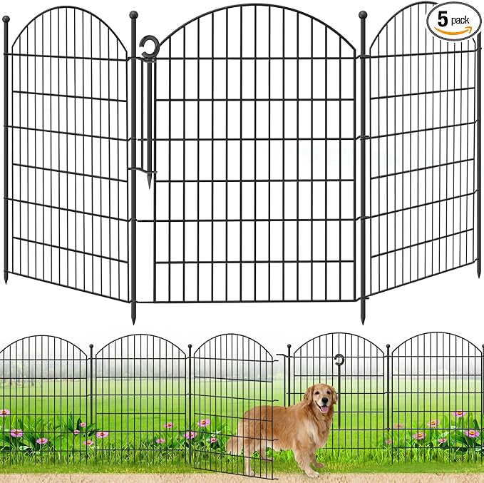 Decorative Garden Fence 40in x12ft, 5 Pack No Dig Fence Animal Barrier by Thrivinest