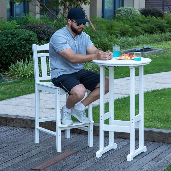 nalone Outdoor Bar Stool, HDPE Tall Adirondack Chair Bar Chair, Weather - Image 2