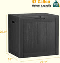 Deck Box, 32 Gallon Resin Storage Bin with Lockable Lid, Striped Black