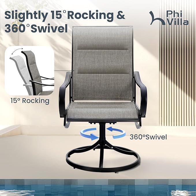PHI VILLA 9 PCS Patio Dining Set, 8 Padded Swivel Dining Chair - Image 2