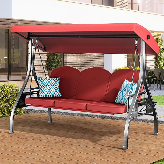 3 Seat Outdoor Porch Patio Swing by zzw