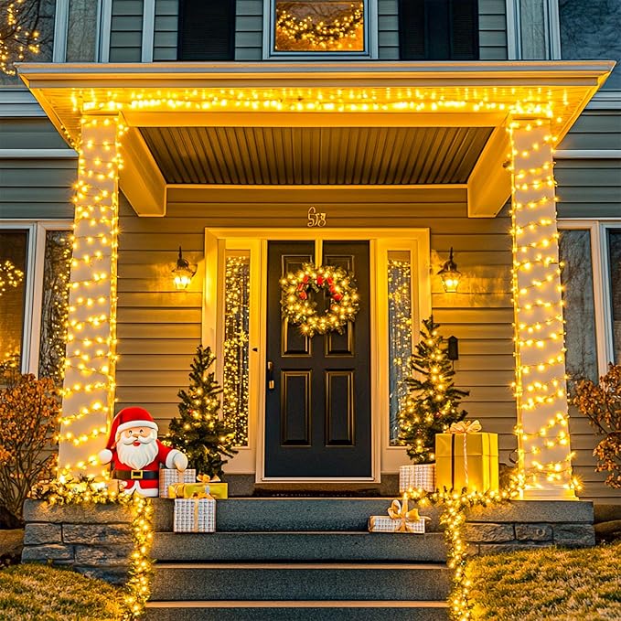 String Lights 1000 Warm White LED Outdoor Lights with Remote and Timer