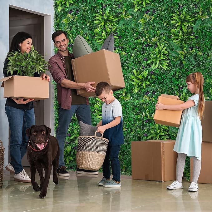 Artificial Boxwood Hedge Panels, 12 Pack, 20 x 20 Inch HDPE Wall Screen