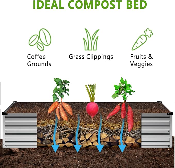 12x4x1FT Galvanized Raised Garden Bed Kit, Vegetable Boxes-Rectangle Metal - Image 3