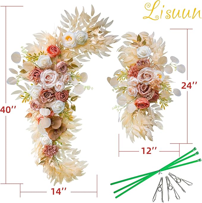 Champagne Artificial Flowers Silk Swag for Wedding Arch, 40 Inch Long