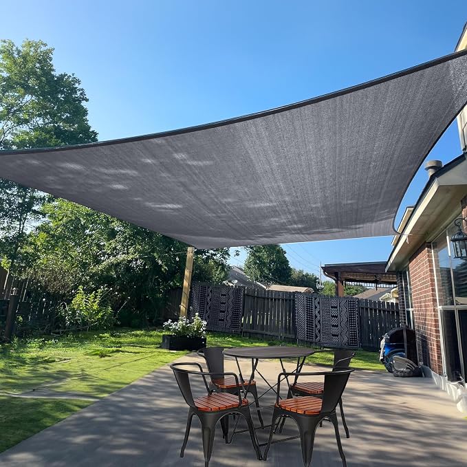 SUNLAX Sun Shade Sail 10' x 15' Dark Grey Rectangle Canopy Sail Shade Cover UV by SUNLAX