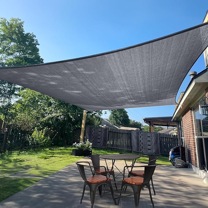 SUNLAX Sun Shade Sail 11' x 13' Dark Grey Rectangle Canopy Sail Shade Cover UV by SUNLAX