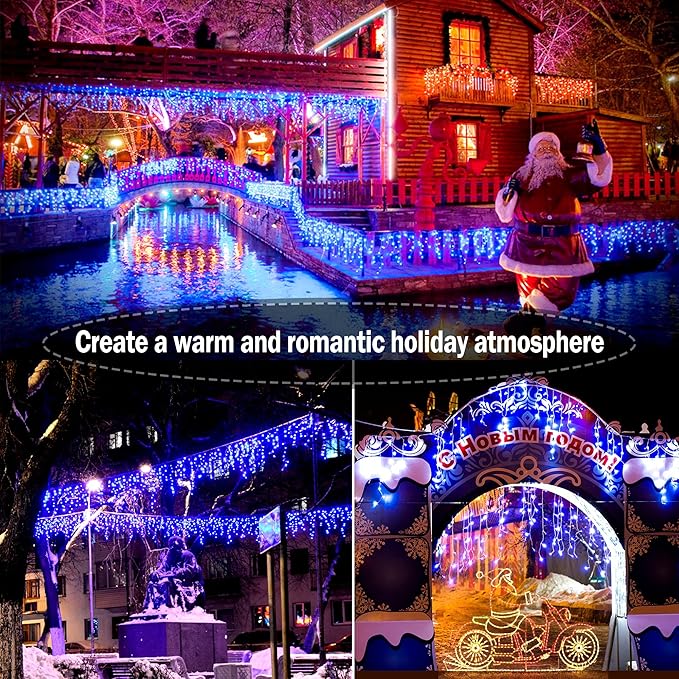 String Lights, 1216 LED, 99 ft, Blue, 8 Modes, Indoor/Outdoor