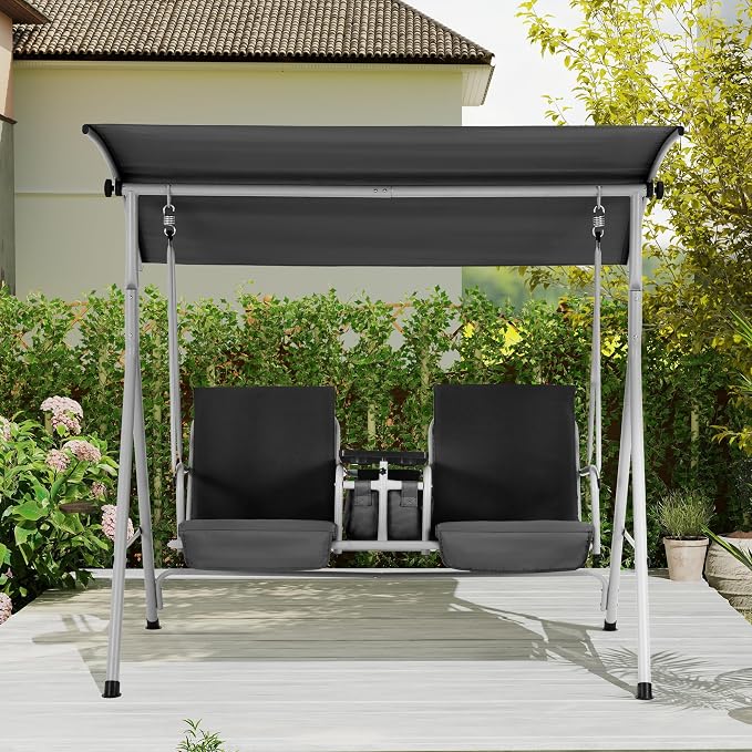 HOMREST 2 Seat Outdoor Porch Swing, Patio Swing - Image 2