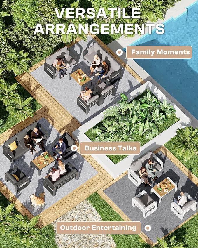 Aluminum Outdoor Patio Furniture Set, 4 Piece Oversized Patio Conversation Sets - Image 3