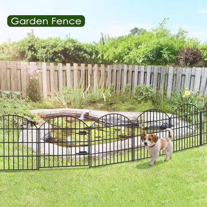 Metal Garden Fence with Gate 28in x 11.7ft, 1 Gate + 4 Panels Rustproof Border - Image 5