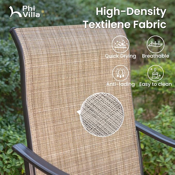 PHI Villa Outdoor Swivel Bar Stools Set of 4, Counter Height Patio Chairs - Image 3