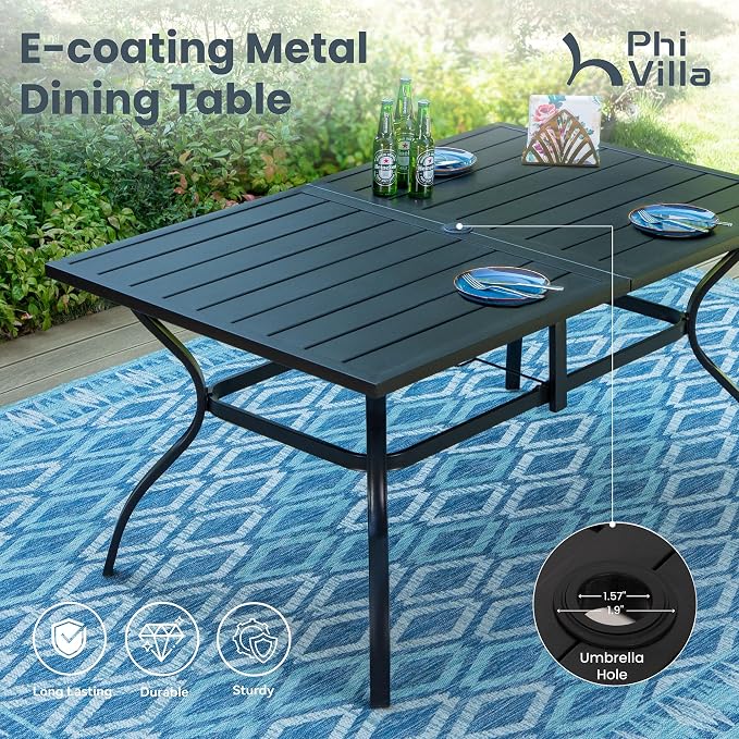 PHI VILLA 7 PCS Patio Dining Set, Aluminum Outdoor Furniture, Patio Table and - Image 6