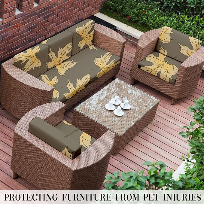 Outdoor Cushion Covers, 8 Pack Stretch Fit, Maple Leaf Color