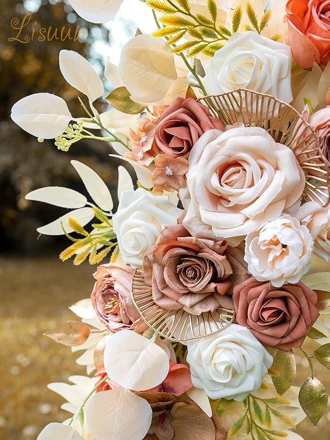 Champagne Artificial Flowers Silk Swag for Wedding Arch, 40 Inch Long