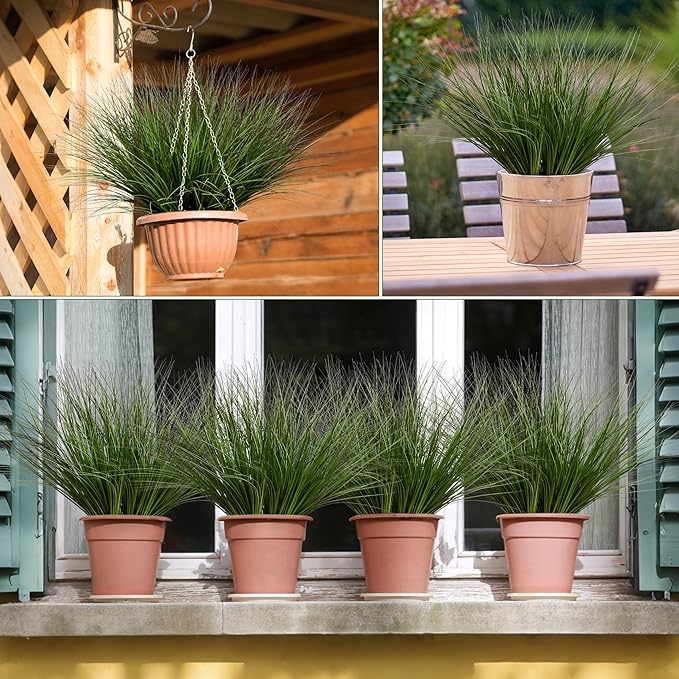 Artificial Plants Greenery, 48 Pcs Wheat Grass Stems, 17.3 Inch Green Plastic