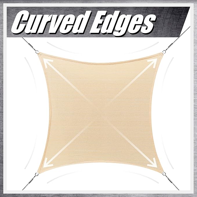 ColourTree 10' x 10' White Rectangle CTAPS16 Sun Shade Sail Canopy Mesh Fabric - Image 8