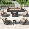 Kullavik 11 Pieces Outdoor Patio Furniture Set, PE Wicker Rattan Sectional Sofa by KULLAVIK