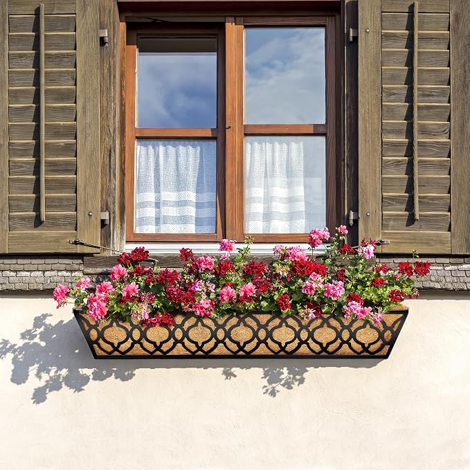 4pcs 30 Inch Window Deck with Coco Liner, Metal Hanging Flower Planter Basket - Image 6