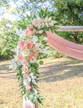 Artificial Flowers Silk Wedding Arch Swag, Champagne and Pinkish White
