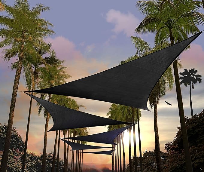 Amgo Custom Size 12' x 12' x 12' Black Triangle Sun Shade Sail UPF50+ AGTAPRT12 by Amgo