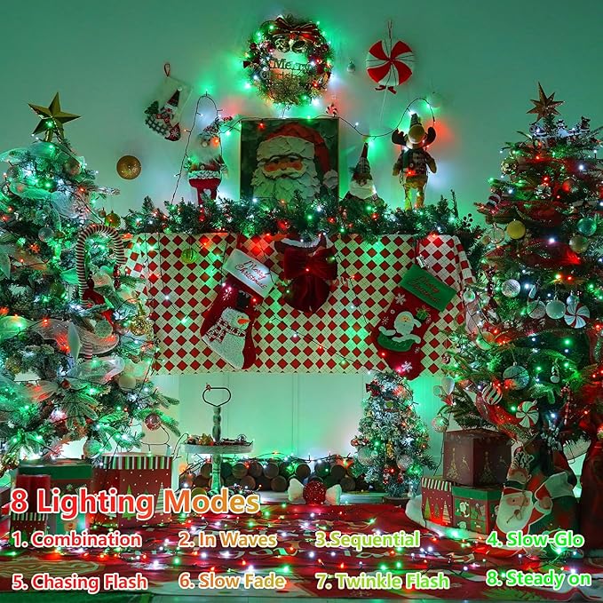 String Lights 165 ft with 500 LEDs, Red, Indoor and Outdoor Use