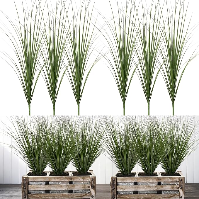 Artificial Wheat Grass Greenery Stems, 6 Pack, 26.4 Inch Green Plastic
