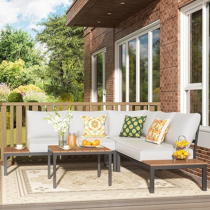 NATURAL EXPRESSIONS Patio Furniture Sets, L Shape Patio Sectional Metal Outdoor by NaturalExpressions