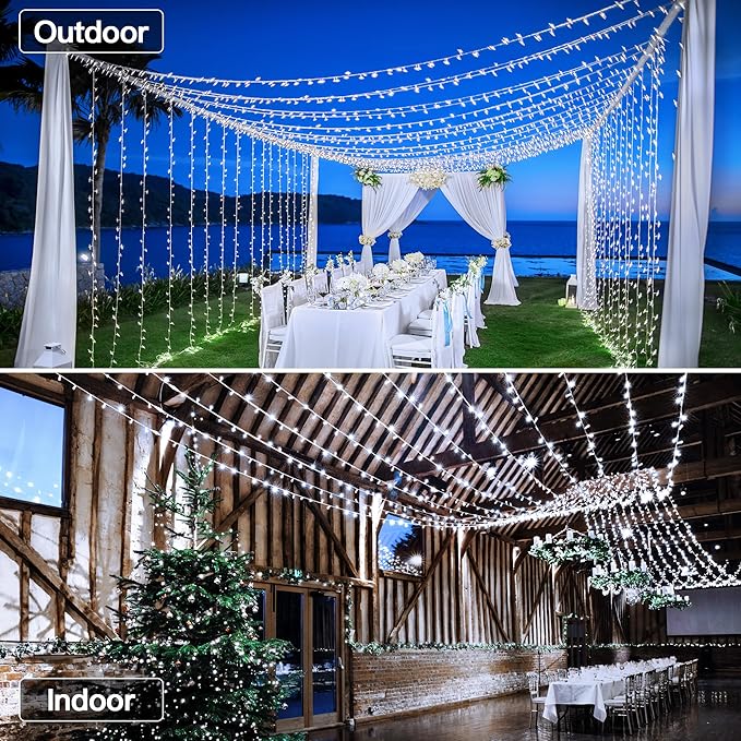 String Lights 196 Ft Cool White 600 LED Outdoor IP44