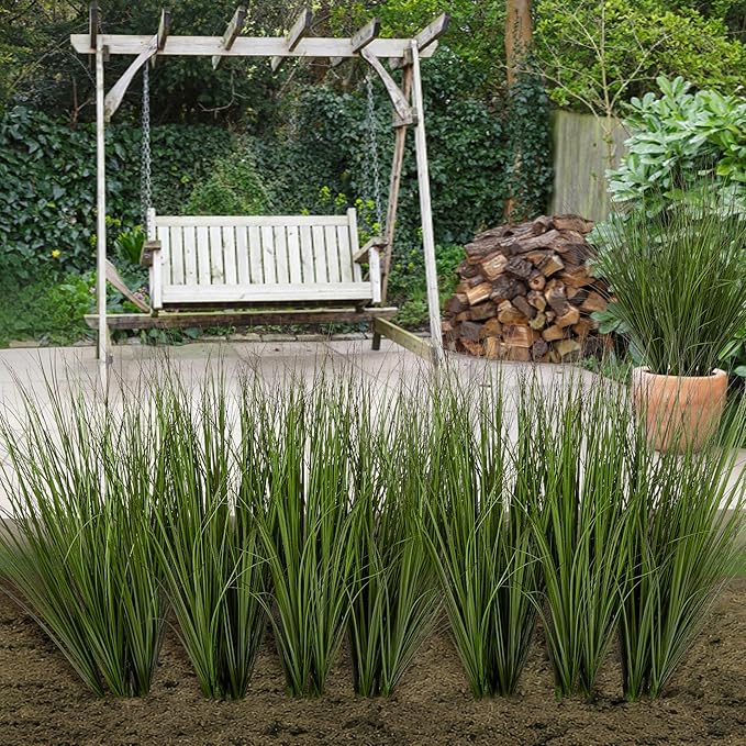 Artificial Plants Greenery: 48 Pieces Green Plastic Wheat Grass, 26.4 Inch