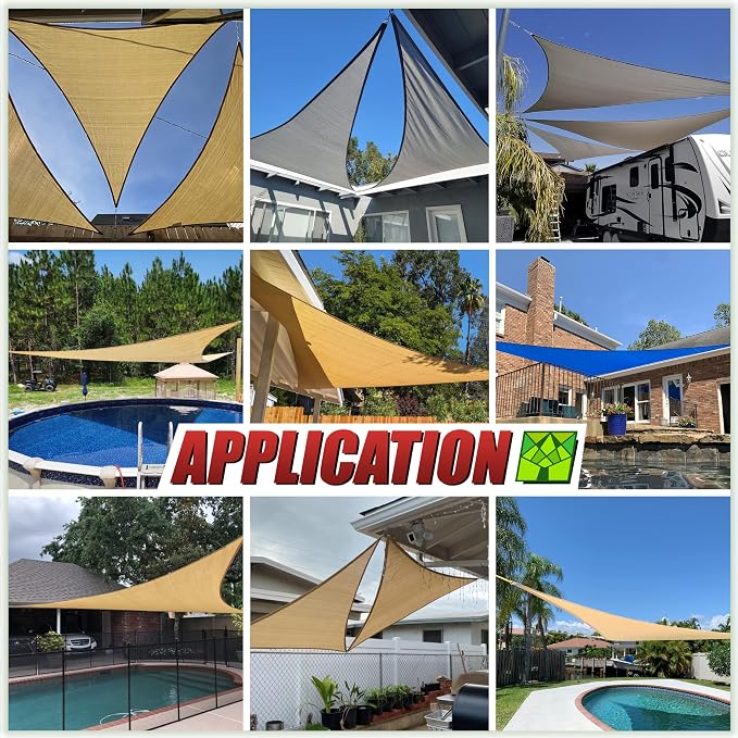 ColourTree 10' x 10' x 10' Beige Sun Shade Sail Triangle CTSLT10 - Image 3