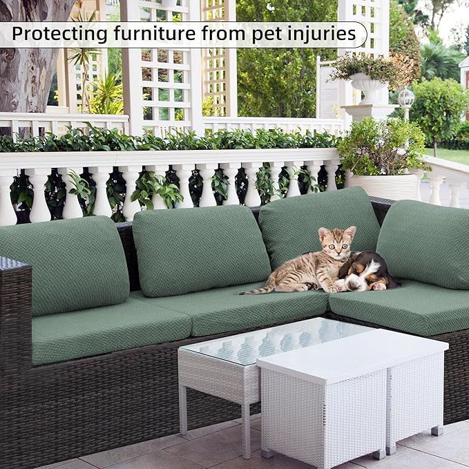 Cushion Covers Set for Patio Furniture, Stretch Fit, 92% Polyester