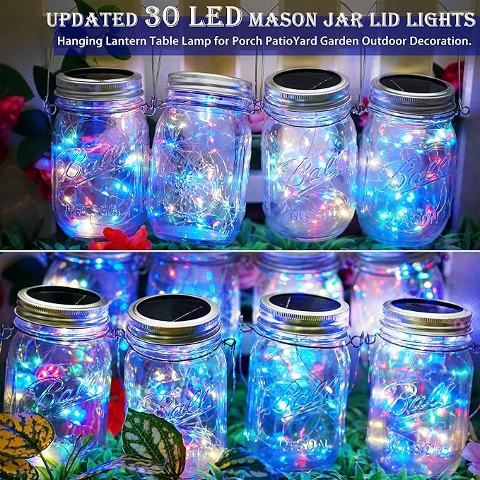 String Lights Mason Jar Lids, 12 Pack Solar LED with 30 Micro LEDs