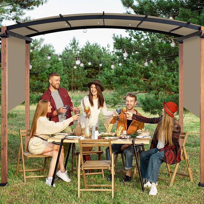 Canopy Replacement Top for Pergolas, 17 x 6.8 ft, Khaki Polyester