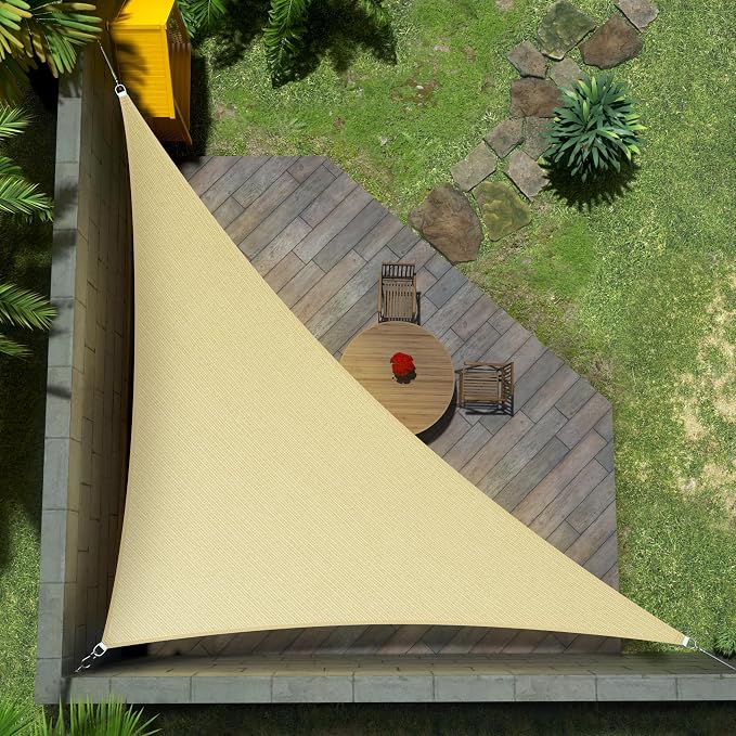 Amgo Custom Size 22' x 23' x 31.8' Beige Right Triangle Sun Shade Sail Order to by Amgo