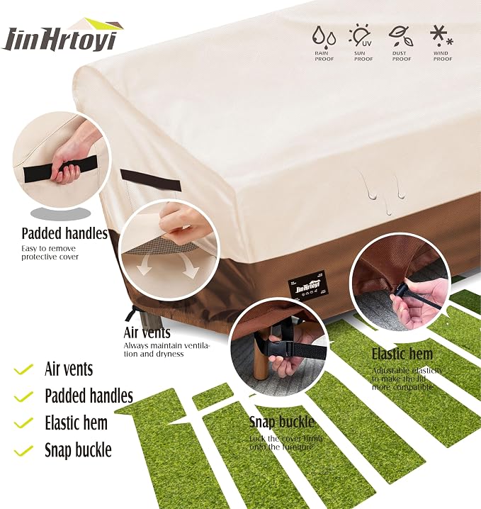 JinHrtoyi 3-Seater Outdoor Couch Cover, 93Wx40Dx35H inches Outdoor Furniture - Image 5