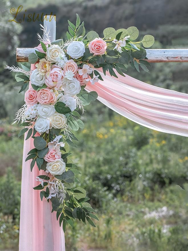 Artificial Flowers, 40 Inch Pink Peony and Rose Swag for Arch Decor