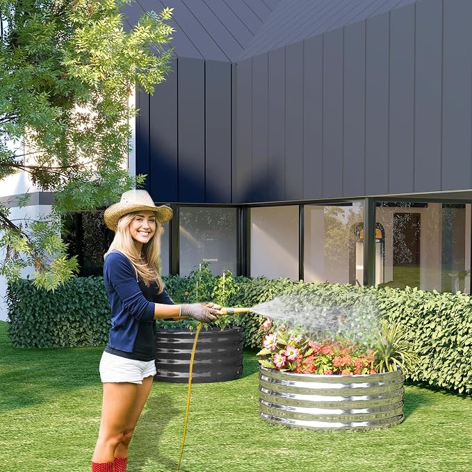 2PCS 3x3x1FT Galvanized Raised Garden Bed Kit, Vegetable Boxes-Round Metal - Image 7
