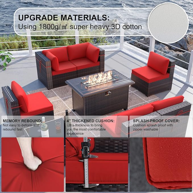 Kullavik 8 Pieces Outdoor Patio Furniture Set, Sectional Sofa Set - Image 4