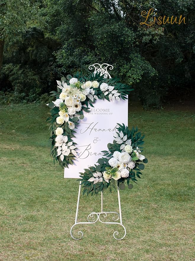 Artificial Flowers Swag Set, Ivory White Silk Wedding Arch Decor