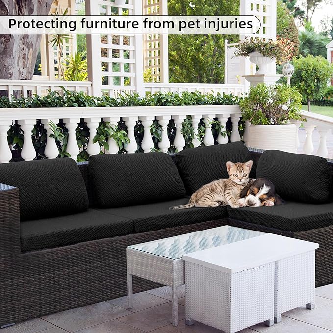 Sofa Covers for Outdoor Cushions, Stretch Polyester Spandex, Black