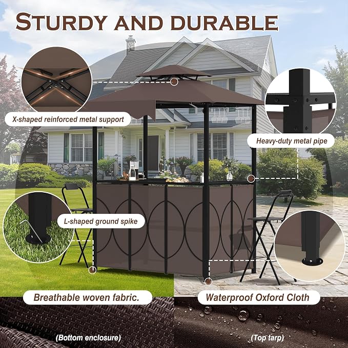 Grepatio 3 Piece Patio Bar and Grill Set, Grill Gazebo - Image 7