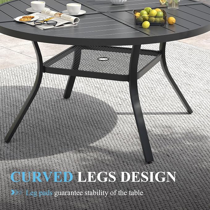 VICLLAX Patio Dining Set for 6, All Weather Metal Outdoor Furniture Set - Image 6