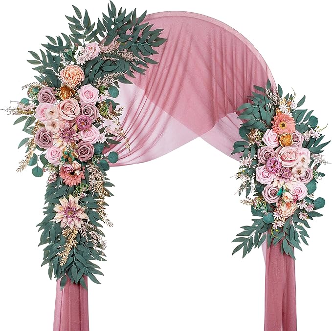Artificial Flowers Silk Wedding Arch Swag Set, Dust Pink, 40 Inch