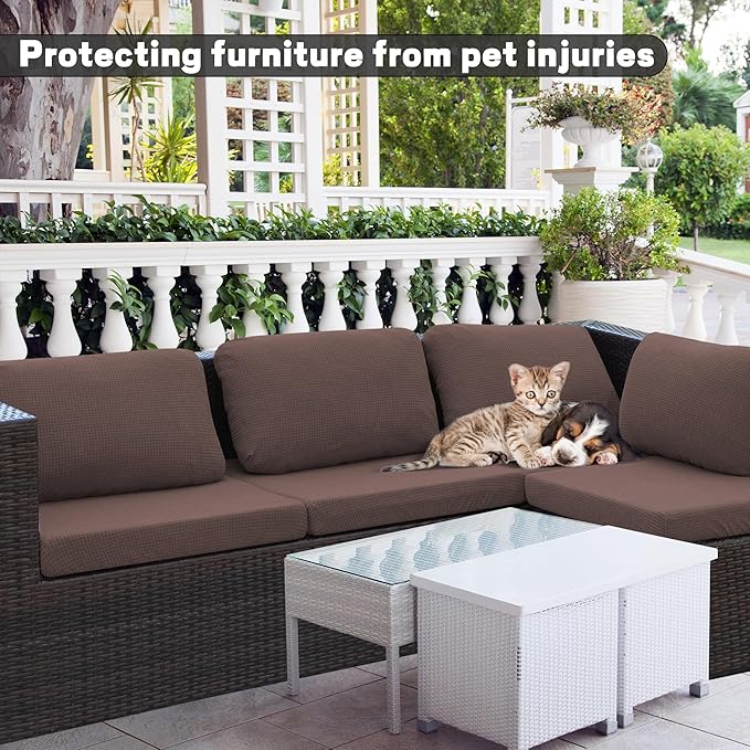 Cushion Covers 8 Pack in Camel, Stretch Fit for Outdoor Patio Seats