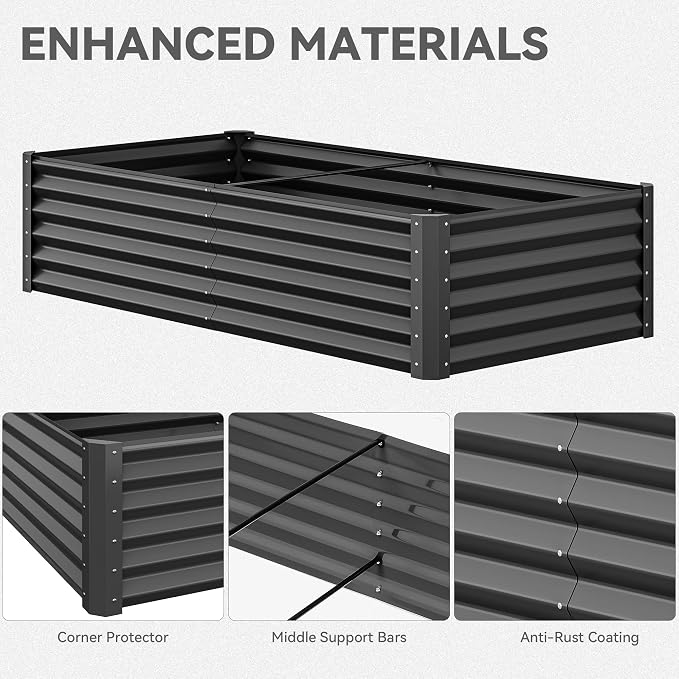 YITAHOME 6x3x1.5 2pcs Large Raised Garden Bed Kit, Galvanized Metal Planter Box - Image 7