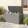 Outdoor Storage Deck Box, 102 Gallon Lockable Waterproof Resin, Grey