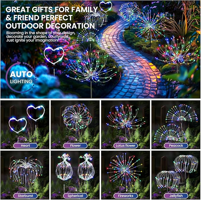 Garden Decor Solar Lights Outdoor, 120LED Waterproof Colorful Solar Fairy - Image 2