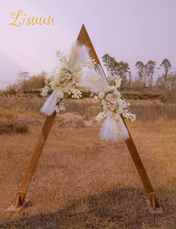 Artificial Flowers Wedding Arch Swag Set, Beige White Silk Blend