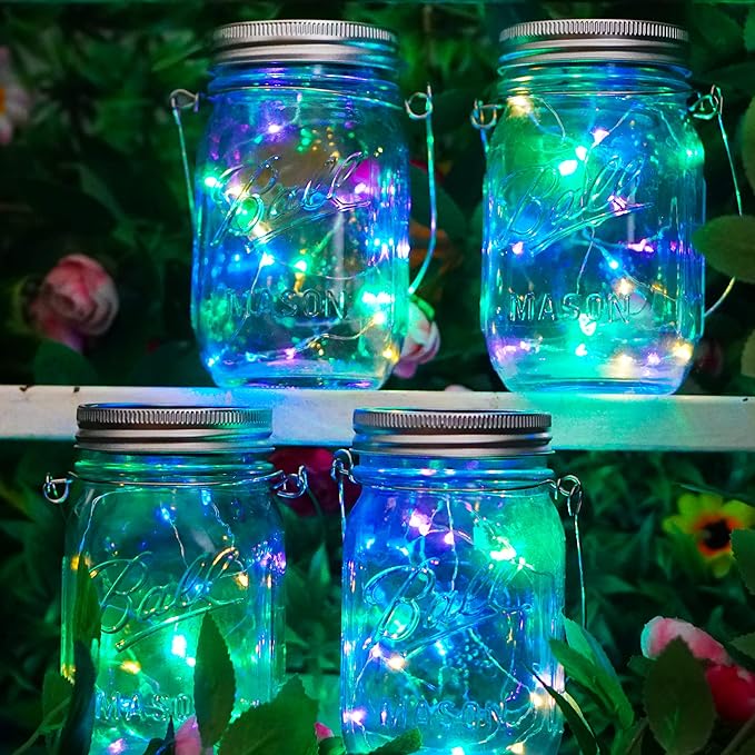 String Lights for Mason Jars, 12 Pack Solar 30 LED Waterproof